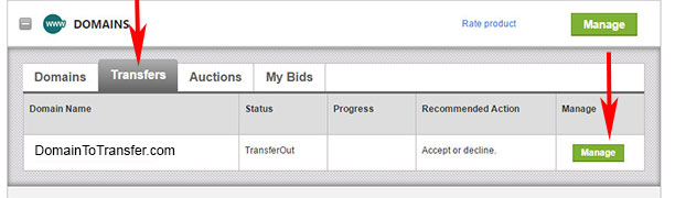 GoDaddy Confirm Transfer